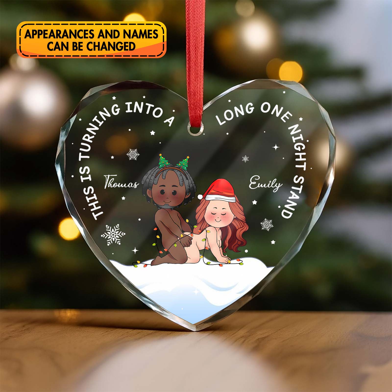 Personalized heart glass ornament featuring custom pet photos and heartfelt message for memorial keepsakes