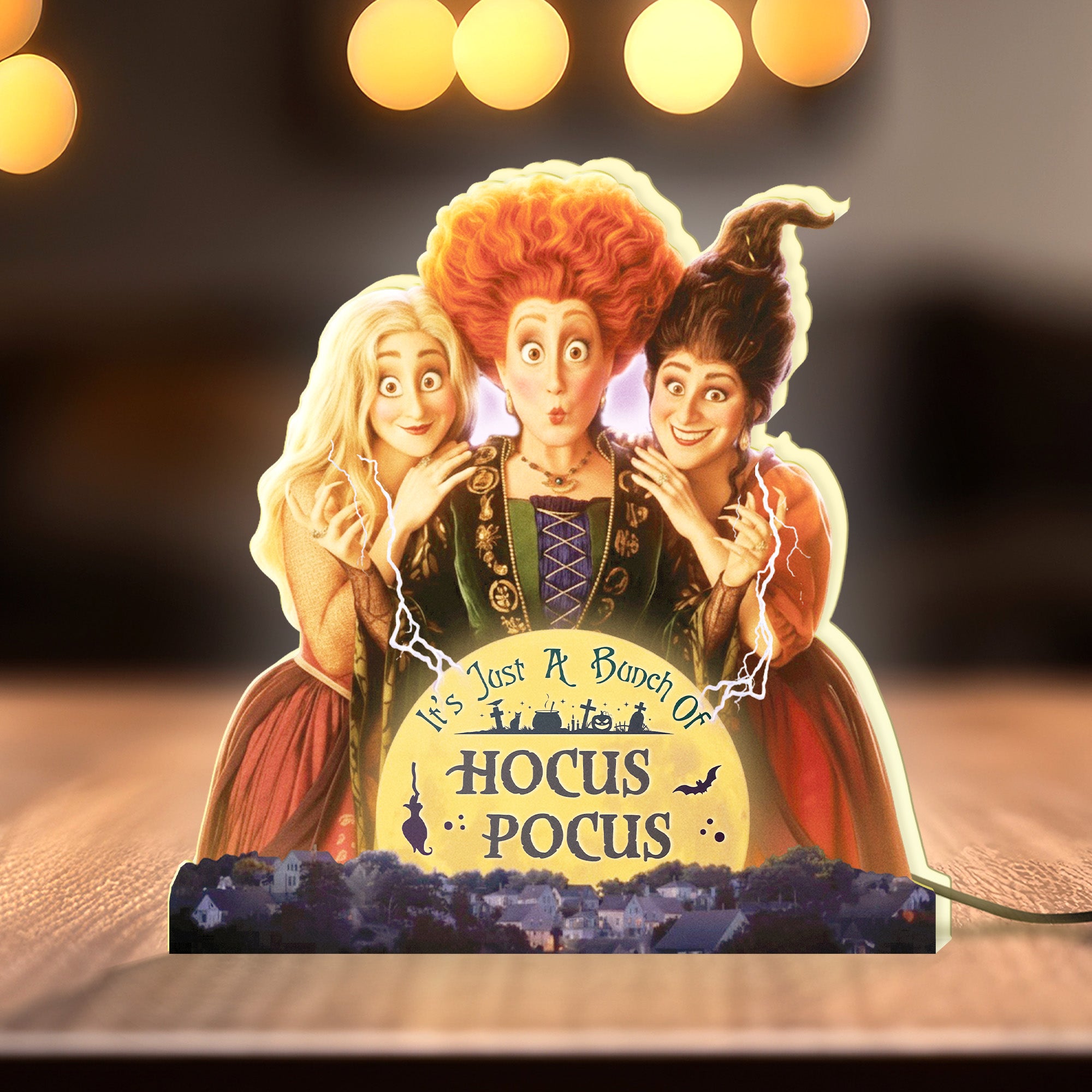 Personalized Hocus Pocus Halloween light box featuring iconic characters with a spooky design