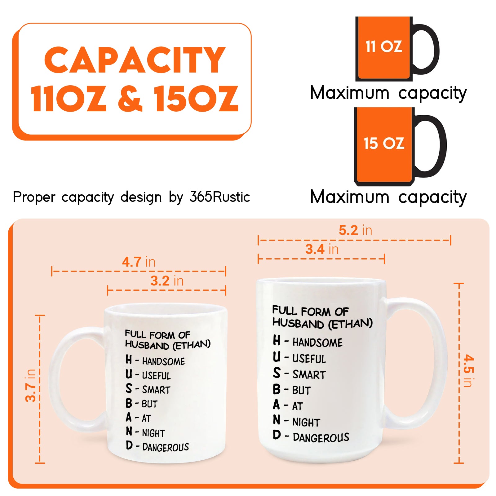Personalized husband mug with humorous definitions and capacity details for thoughtful gifting