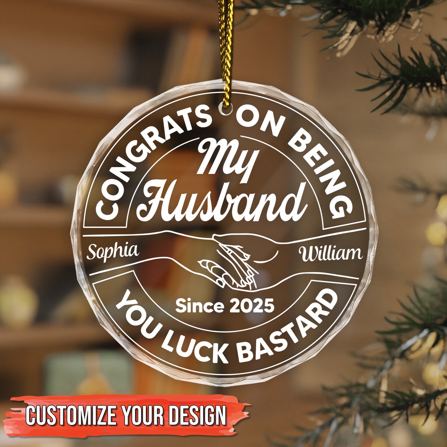 Personalized husband ornament with a paw print design and customizable photo options for pet lovers