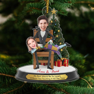 Personalized Jack and Sally Christmas ornament featuring custom names and festive decorations