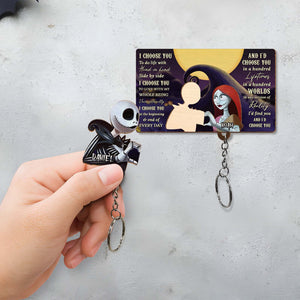 Personalized Jack and Sally keychain with a heartfelt message for fans of The Nightmare Before Christmas