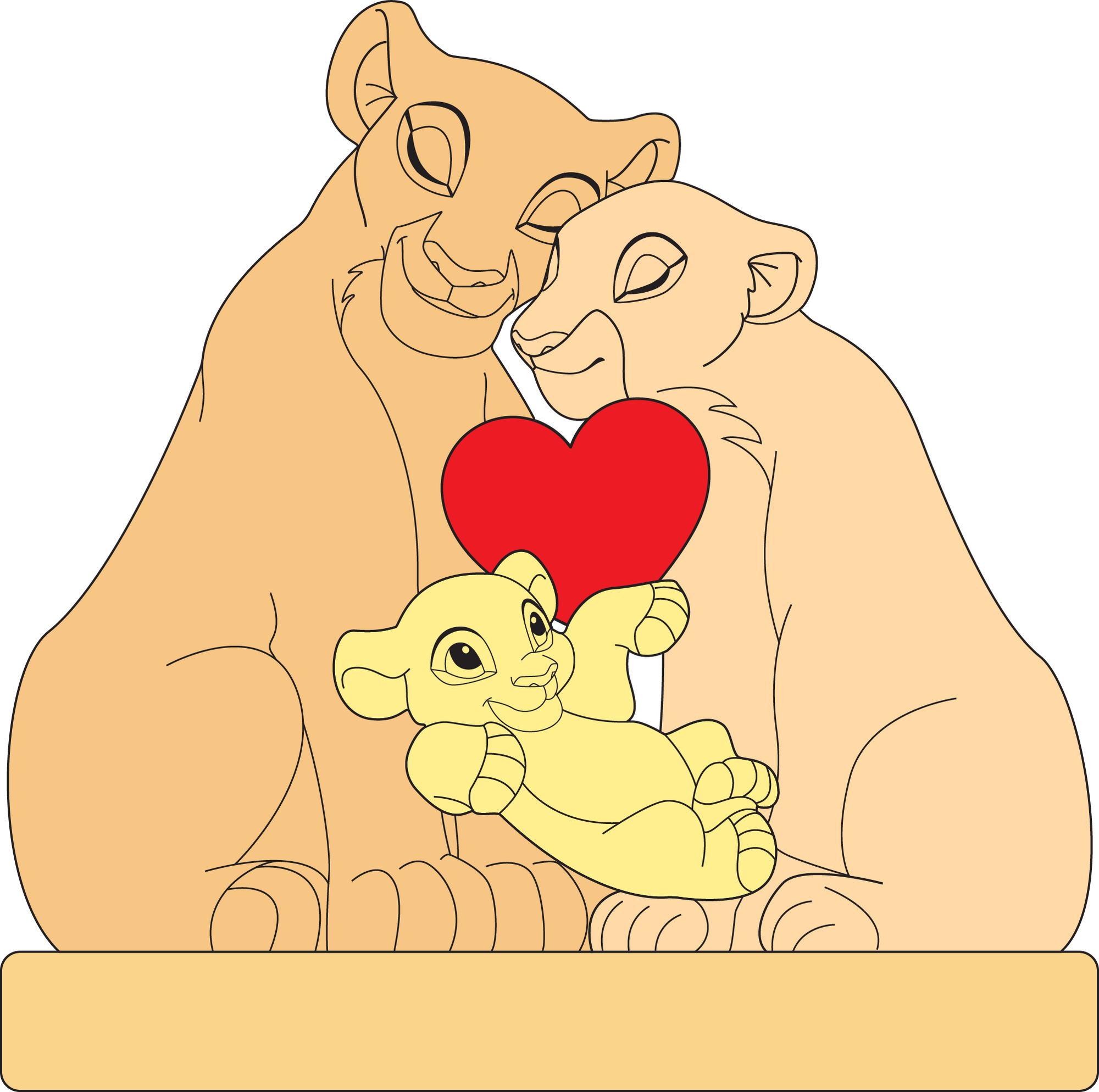 Personalized lion family puzzle featuring two loving lion parents and a playful cub with a heart