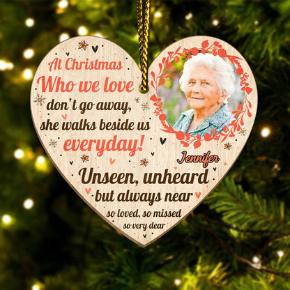 365Gifty personalized memorial Christmas ornament heart shaped with photo and sentimental message
