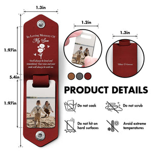 Personalized memorial photo keychain in brown with cherished memories and custom photo holder