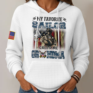 Personalized military mom shirt featuring a sailor graphic and patriotic design