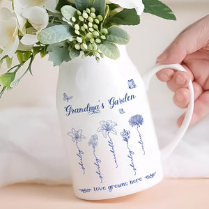 Personalized mom flower vase with floral designs and heartfelt messages for home decor