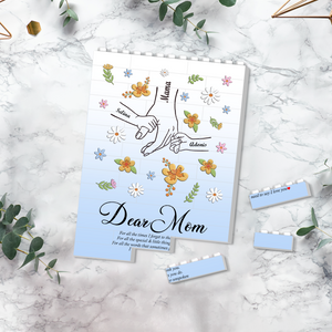 Personalized mom jigsaw puzzle featuring floral designs and heartfelt messages for moms