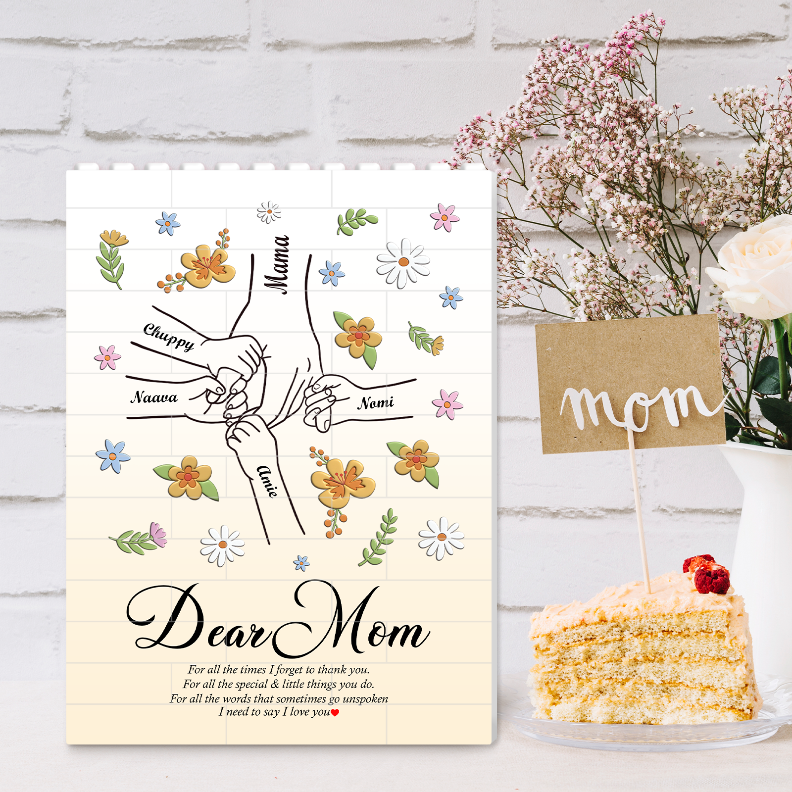 Personalized mom jigsaw puzzle featuring floral designs and heartfelt messages for a special gift