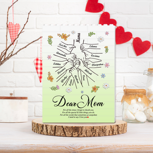 Personalized mom jigsaw puzzle featuring family names and a heartfelt message for Mother's Day