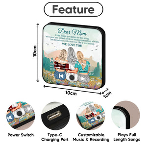Personalized mom refrigerator magnet with music play button and customizable recording features