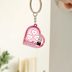 Personalized mom shaking keychain featuring a custom design with name options and a heart shape