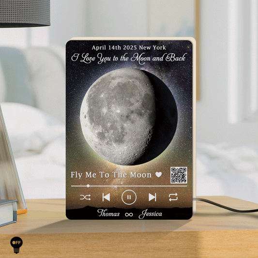 Personalized moon light box for couples featuring a moon design and custom message for romantic decor