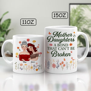 Personalized mother daughter mug featuring floral design and heartfelt message for strong bonds