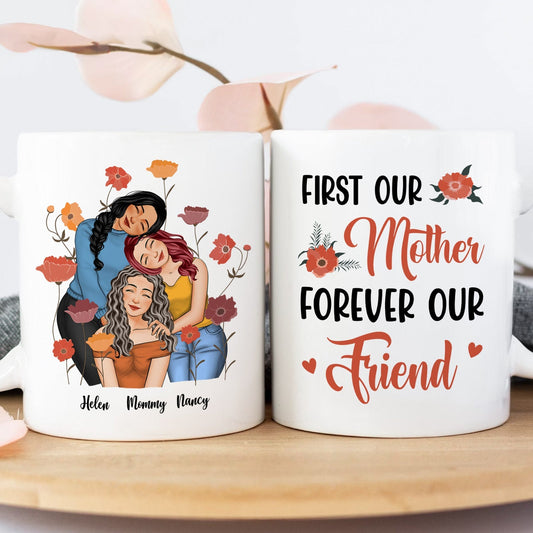 Personalized mother daughter mug featuring vibrant illustration and heartfelt message for special bonding
