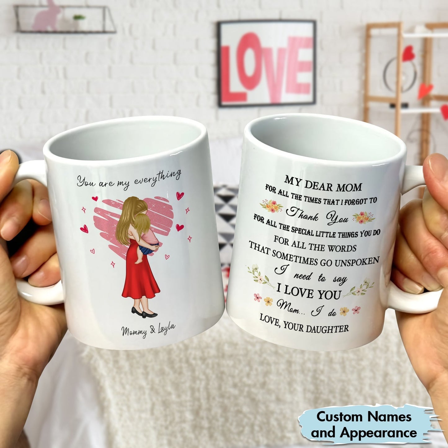 Personalized mother mug with heartfelt message and custom name design for a special gift