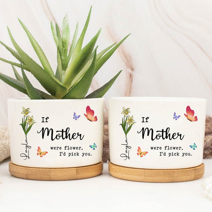 Personalized mother plant pot with colorful flowers and butterflies, great gift for plant lovers