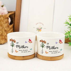Personalized mother plant pot with floral design and heartfelt message for gifting