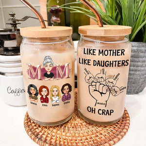 Personalized Mother's Day can glass featuring custom illustrations and heartfelt designs