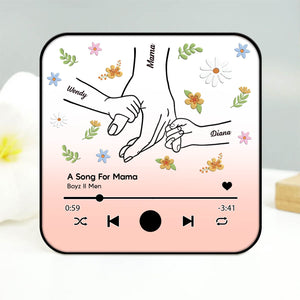 Personalized music magnet for mom featuring flower designs and sentimental message
