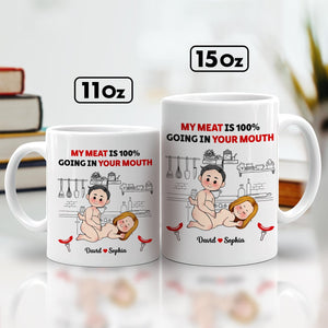 Personalized naughty anniversary mug featuring humorous kitchen design with playful text for couples
