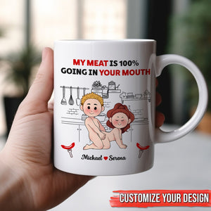 Personalized naughty anniversary mug featuring playful couple design and customizable text