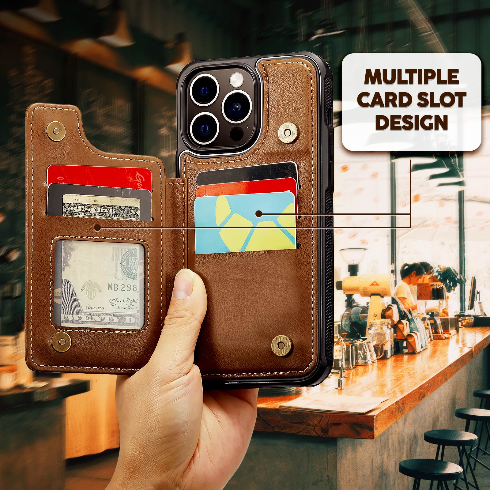 Personalized phone case for mom with multiple card slots and a stylish design, perfect for everyday use