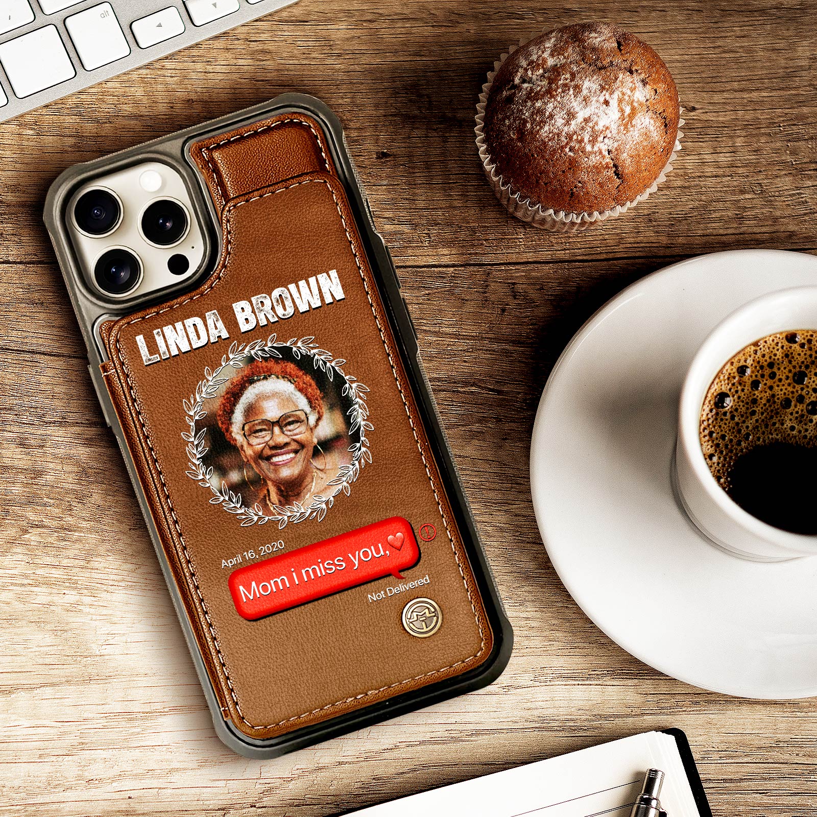 Personalized phone case for mom featuring a custom design with a family photo and heartfelt message