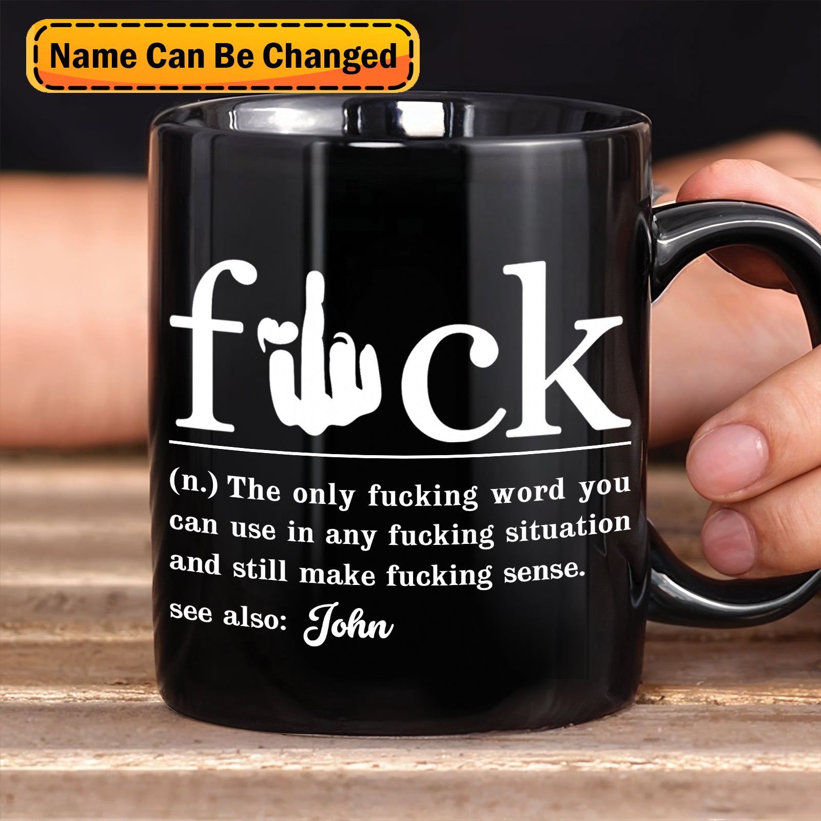 Personalized sarcastic coffee mug with humorous definition for coffee lovers and unique gifts