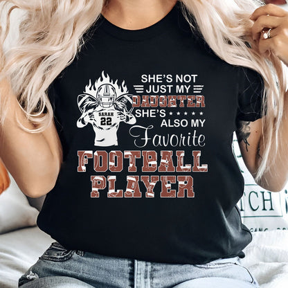 Personalized sports apparel gift black t-shirt with football player and daughter text design