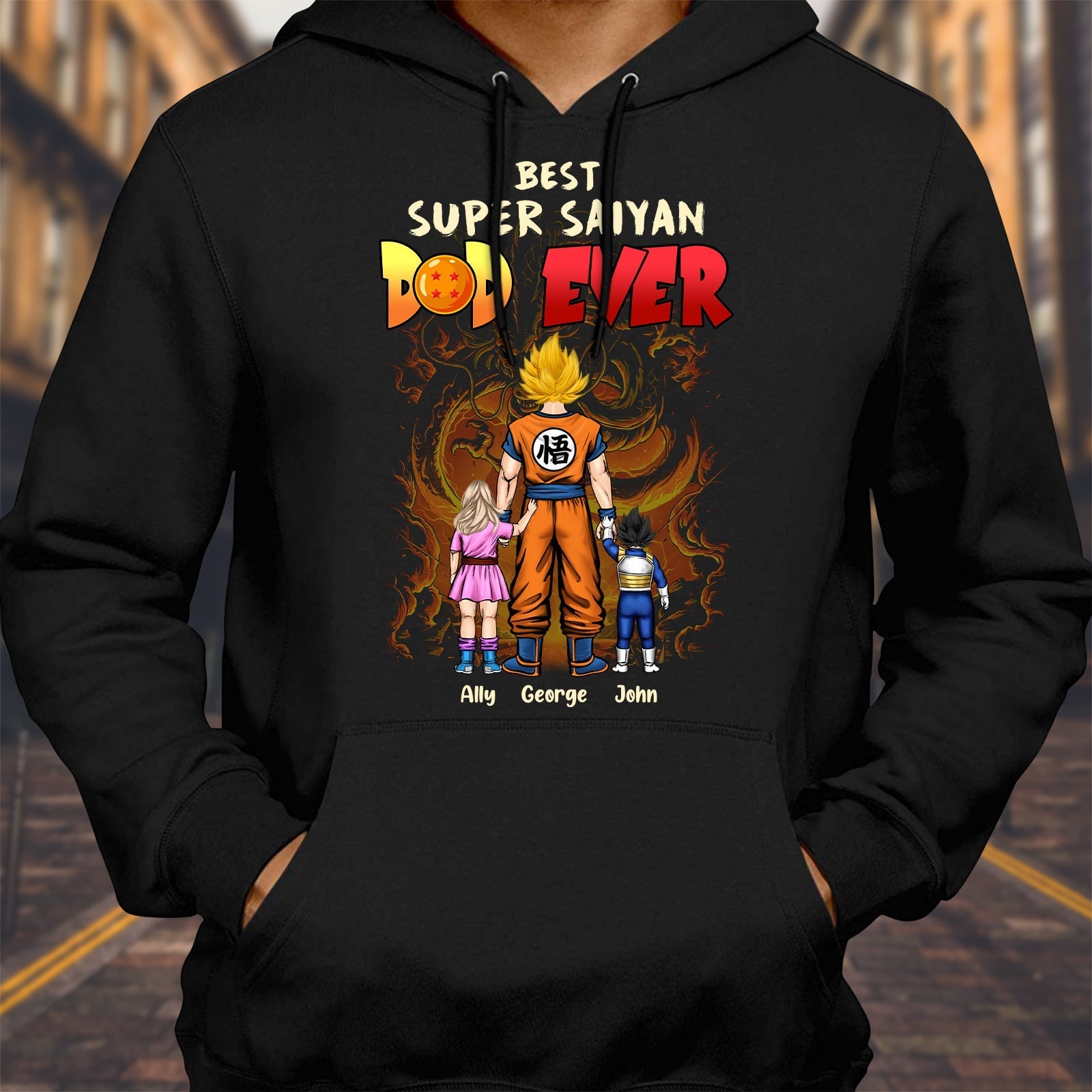 365Gifty personalized super saiyan family shirt black hoodie with anime-inspired family design