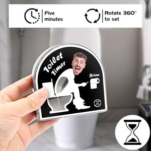 Personalized toilet timer gift with a 360-degree rotating feature for fun bathroom experiences