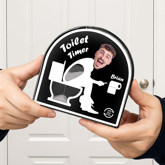 Personalized toilet timer gift featuring a fun design for bathroom humor enthusiasts