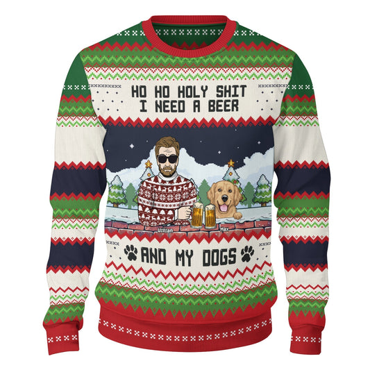 365Gifty personalized ugly Christmas sweater dog lover with holiday design and beer theme