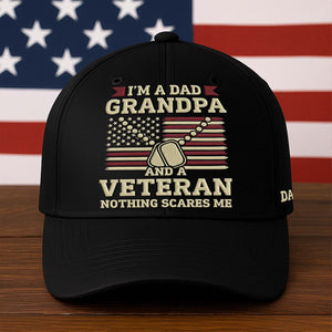 Personalized veteran dad cap with patriotic design and text for proud veteran grandpas