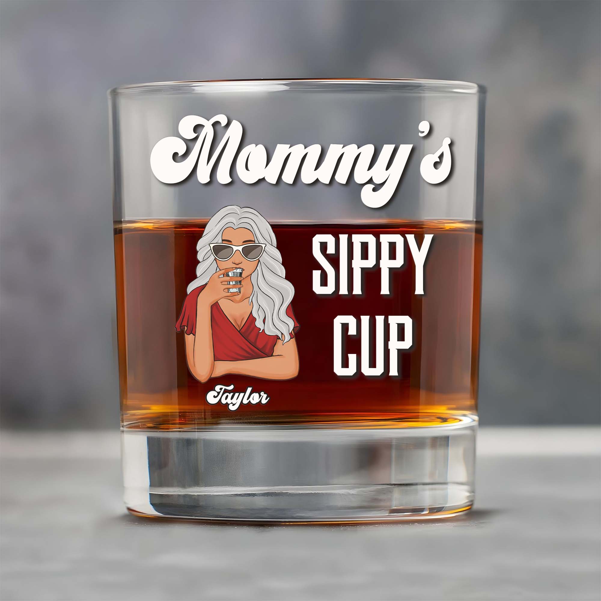 Personalized whiskey glass for dad featuring a stylish design and a custom name engraving