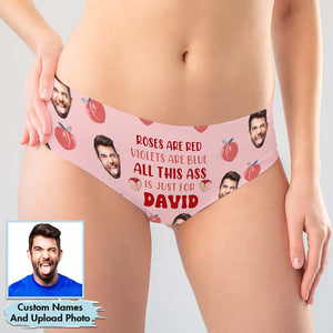 Custom personalized women underwear with fun design including faces and text for a unique gift