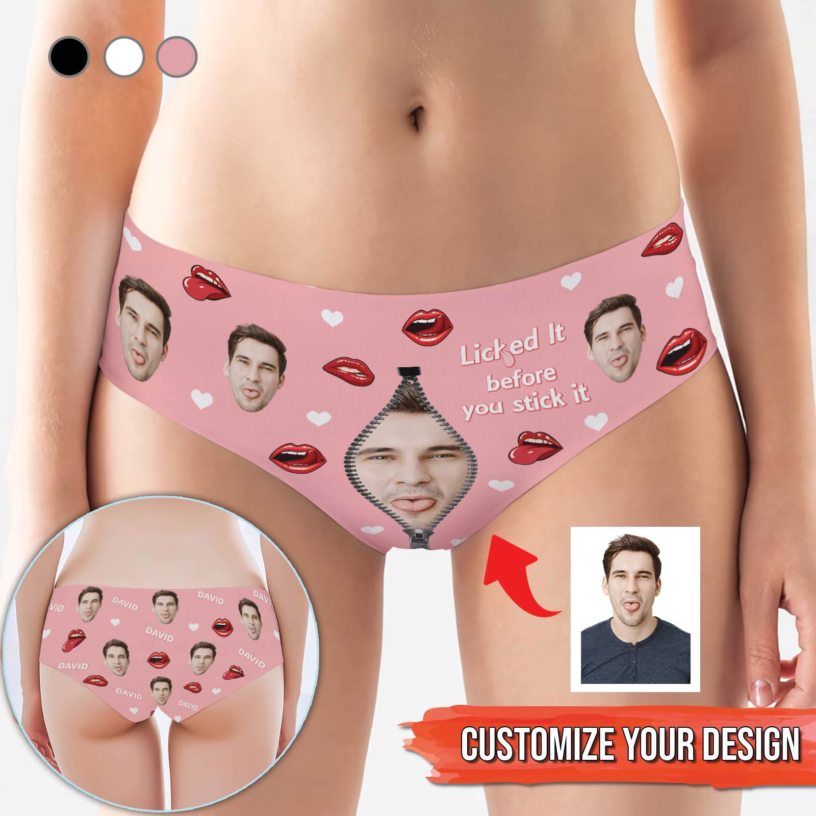 Personalized women underwear with custom face design and playful text for unique gifts