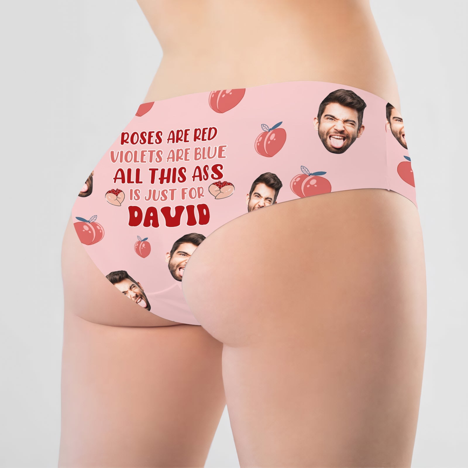 Personalized women underwear featuring custom text and print for a playful gift