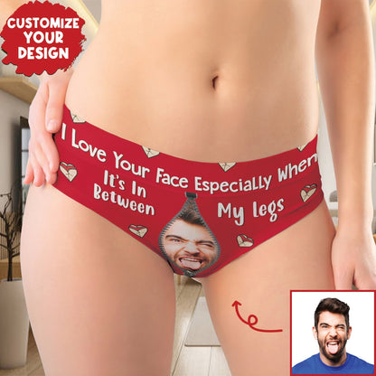 Personalized women's underwear featuring a fun, customizable design with playful text and graphics