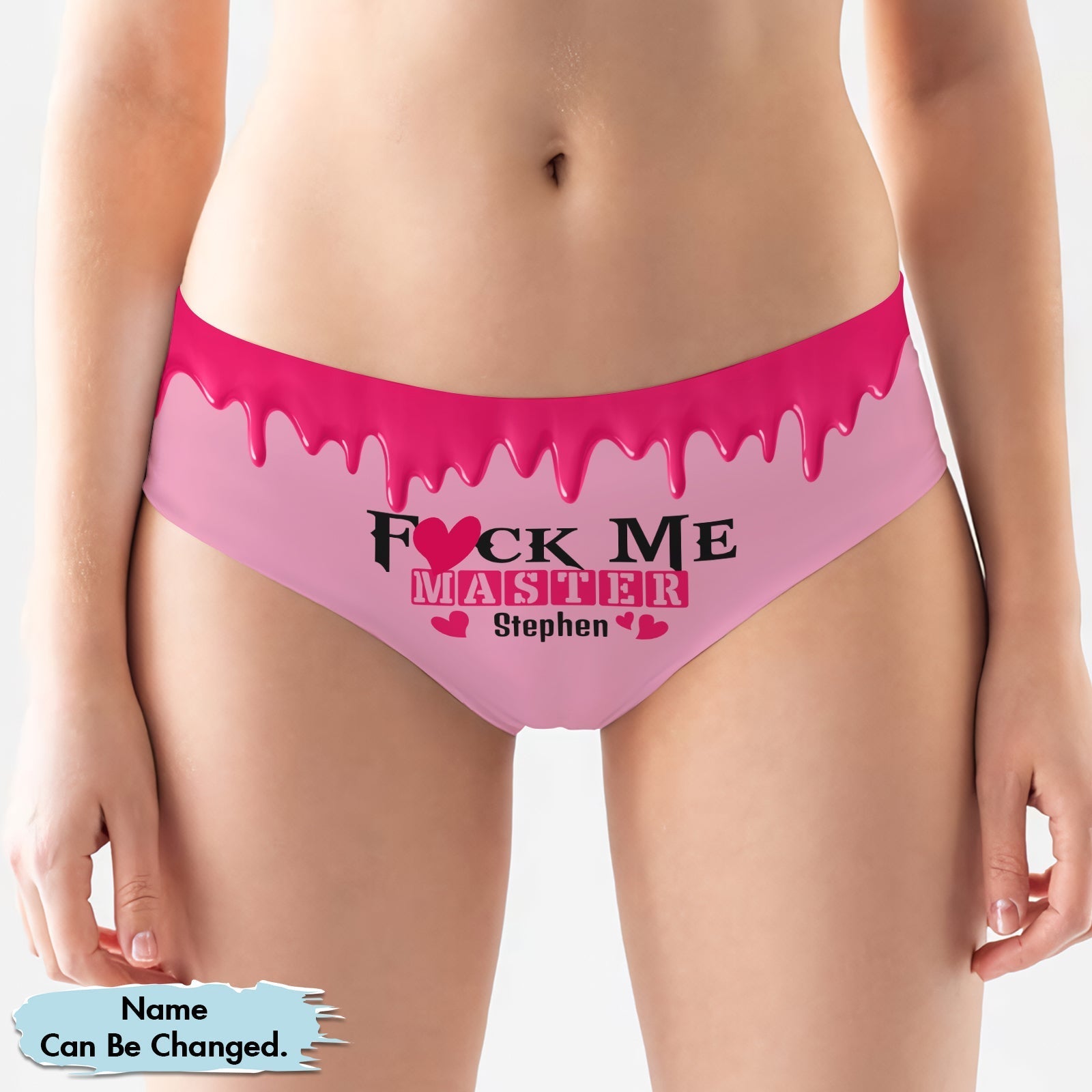 Personalized women's underwear with playful design and customizable name option