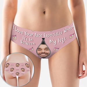 Funny personalized women's underwear with playful design and face print for a humorous touch