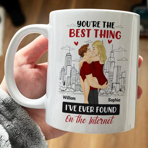 You're the best thing mug featuring romantic couple illustration and personalized names William and Sophia