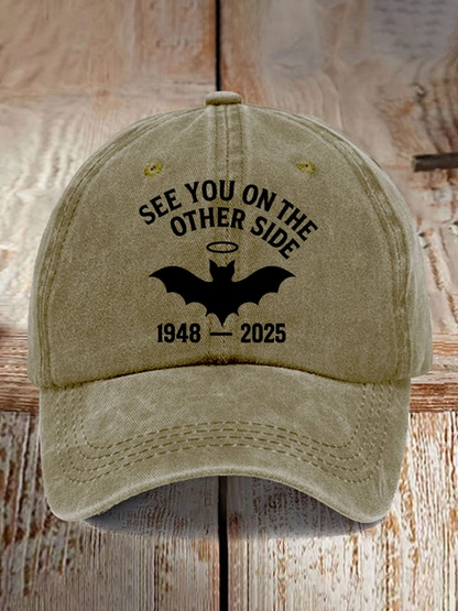 365Gifty retro baseball cap in olive green with See You On The Other Side design and bat graphic