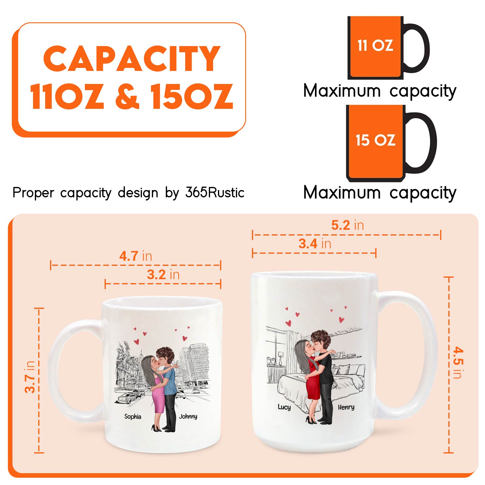Cute coffee mugs featuring romantic illustrations, ideal as a romantic gift for boyfriend or girlfriend