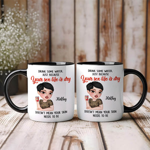 365Gifty funny sister gift mug set of two white ceramic mugs with black handles printed humorous quote and cartoon woman