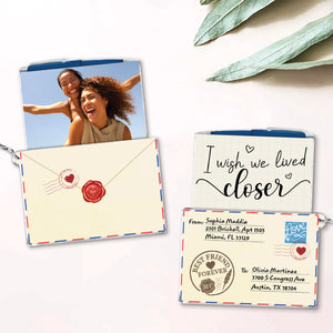 365Gifty Slider Card Keychain For Bestie featuring photo and heartfelt message design in envelope style