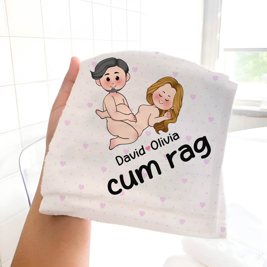 365Gifty Personalized Beach Towel featuring cartoon nude couple and explicit adult novelty text cum rag