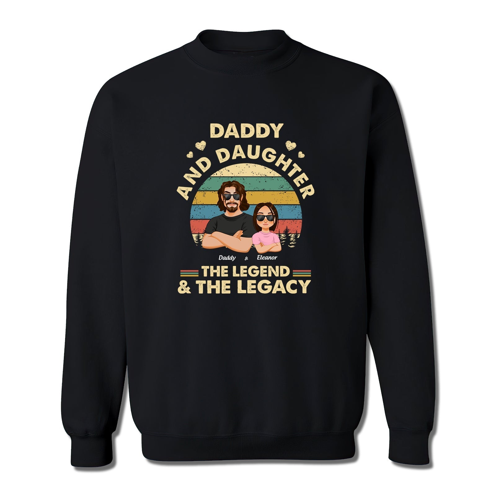 Black Daddy and Daughter the legend and the legacy shirt sweatshirt with vintage design and cartoon characters