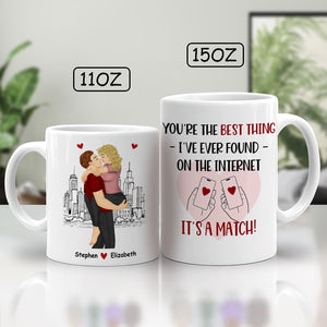You're the best thing I've ever found mug with romantic couple design and personalized names in 11oz and 15oz sizes